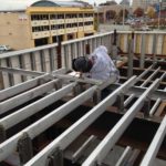 The pool’s frame was welded on-site.