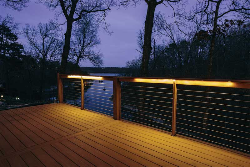 Lighting options for deck railings