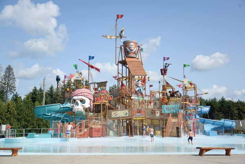 Photo courtesy WhiteWater West A multi-level waterpark play structure.