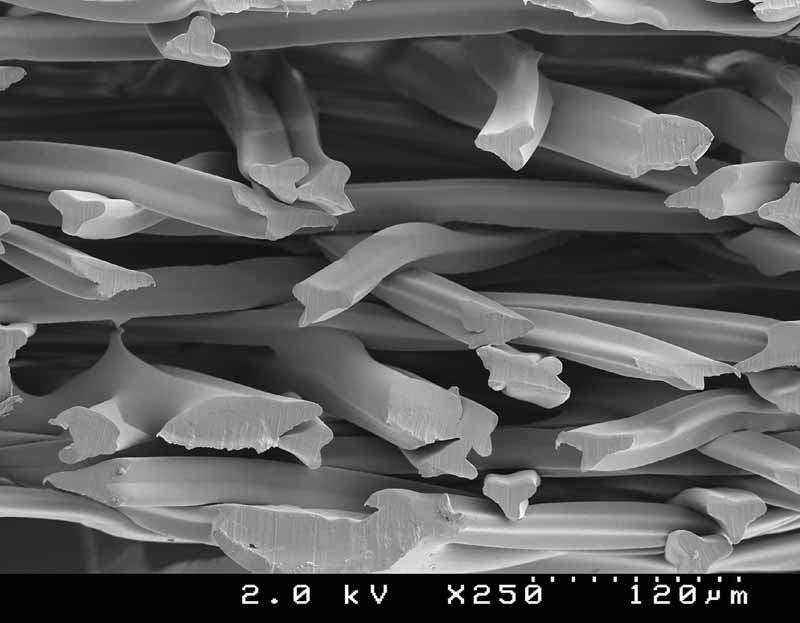 Photo courtesy Pleatco Tri-lobal filter fibre.