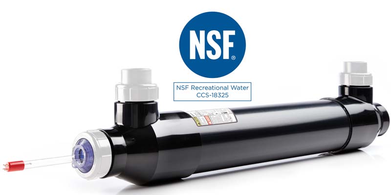 Photo courtesy Pentair Pentair has received NSF International certification on its BioShield UV ultraviolet light disinfection system as a water-conditioning device suitable for chloramine reduction in most commercial pool applications.