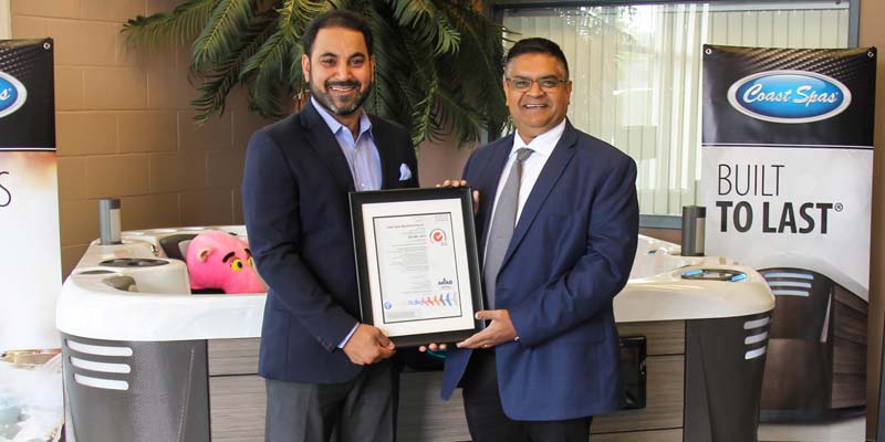 Photo courtesy Coast Spas Manufacturing Coast Spa Manufacturing has received ISO 9001: 2015 Quality Management Systems (QMS) certification through SGS Systems, a leading certification company.