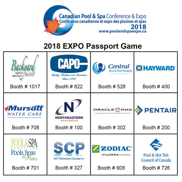 Photo courtesy Pool & Hot Tub Council of Canada (PHTCC) Show attendees who complete their passports will be eligible for a chance to win a number of great prizes.