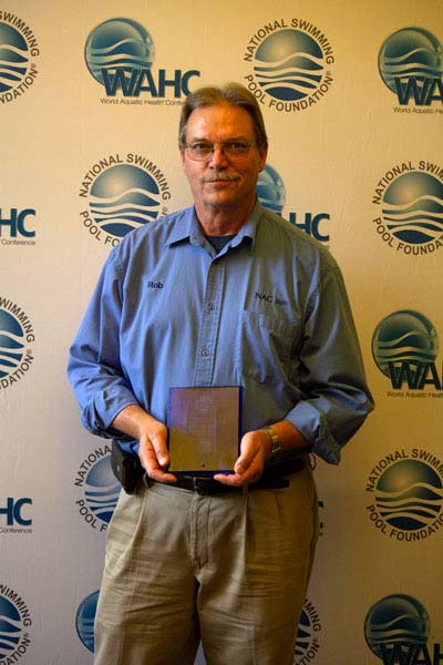 Photo courtesy National Swimming Pool Foundation (NSPF) Robert R. Freligh (Nationwide Aquatic Consulting) received a honourary Milestone plaque as one of the top 10 instructors who certified more than 500 students in 2018.