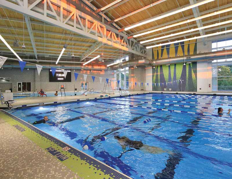 Photos courtesy Aquatic Design Group (ADG) A 7.6- x 7.6-m (25- x 25-ft), eight-lane pool was built, which allows lap swimming as well as kayaking, scuba, and paddleboarding courses.