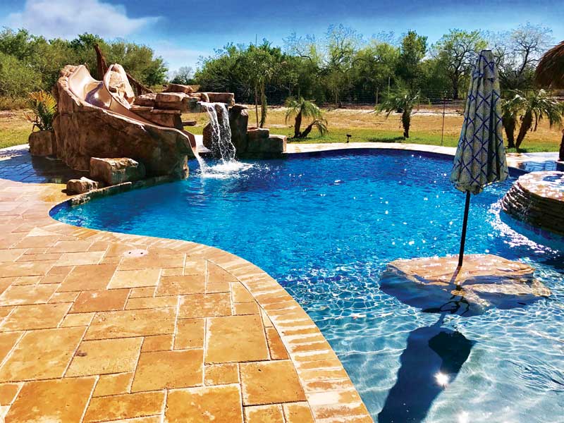 Photo courtesy South Texas Pools Beyond the tranquility, water features can also provide practical solutions for homeowners trying to block out unwanted sights and sounds
