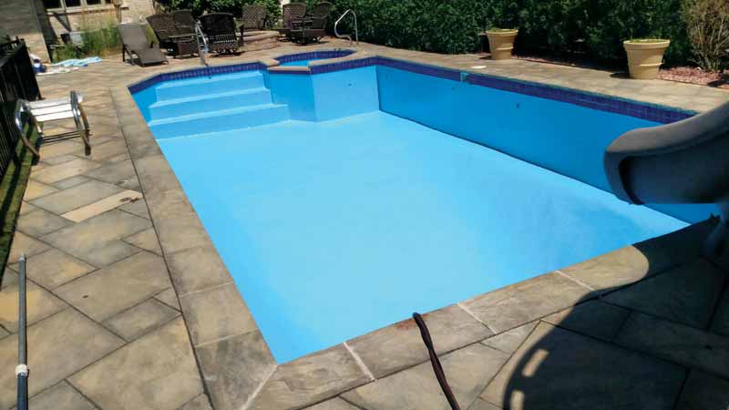 Photos courtesy All Seasons Pools & Spas Proper planning and surface preparation will help ensure the best results when painting a pool.