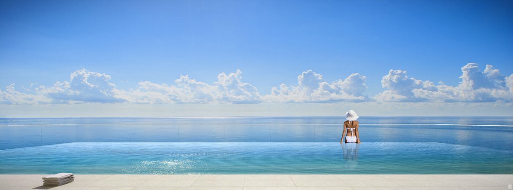 91-m high cantilevered pools