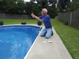 Photo courtesy Bio Lab Inc. it is very important to test the water frequently, and be sure the free chlorine residual holds at 1–4 ppm for a full 24 to 36 hours.