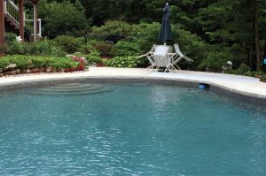 Photo courtesy BioLab When pools are not equipped with skimmers, keeping the water clear will be quite difficult