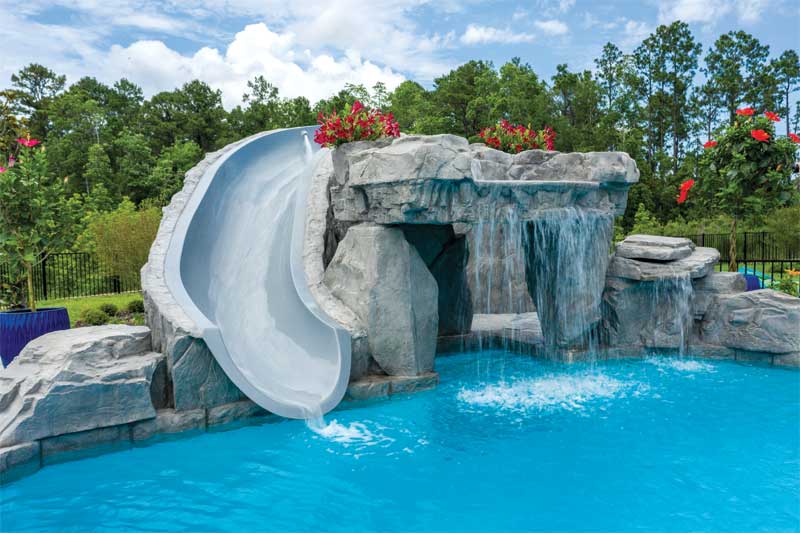 Photo courtesy Lambert Custom Pools There are GFRC panels and rocks designed to look like granite, limestone, or fractured stone. Pool professionals should look to select stones like those found in their region of the country.