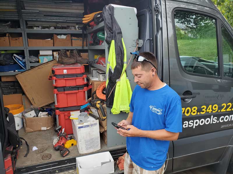 Photo courtesy All Seasons Pools & Spas Mobile apps allow service techs to upload photos, equipment information, and other customer data for future reference.