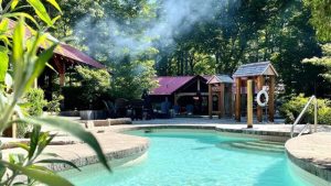 Scandinave Spa Twitter photo The Scandinave Spa near Blue Mountain, Ont., has reopened with limited capacity and social distancing/mask requirements.