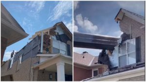 Photo courtesy “datzmylife”/TikTok TikTok user “datzmylife” recently shared a video showing a crane that had crashed into her parent’s Richmond Hill, Ont. home during a pool installation.