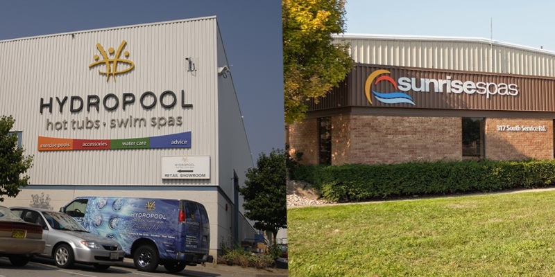 Photo courtesy Hydropool The merger will see Sunrise Spas’ production and assembly gradually shift from its plant in Grimsby, Ont., (right) to Hydropool’s production facility in Mississauga, Ont.