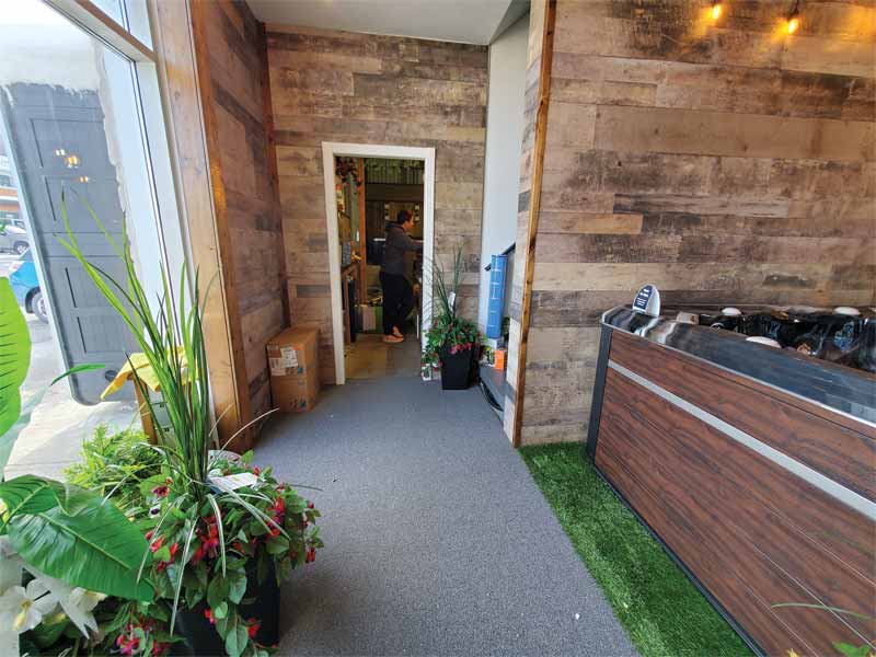 Another spring 2020 photo showing wood accent wall.